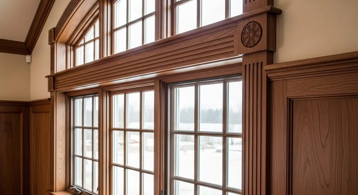 Custom window casing and fluted trim detail